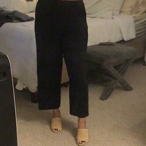 Black Ribbed Flowy Pants